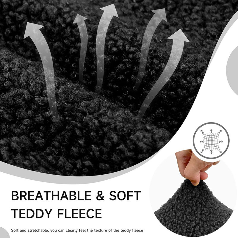 Housse pour chaise de salle à manger Teddy - noir - ensemble de 2, doux, élastique, lavable