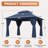12 x 10 Ft Outdoor Gazebo With Double Roof, Patio Canopy With Mosquito Netting And Curtains, Suitable For Patios, Lawn And Backyard-113449657-117533404