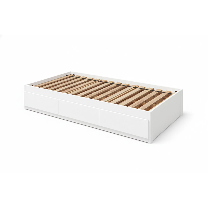 Lit capitaine - Simple - 3 couches - Bois de hêtre massif écologique, Blanc