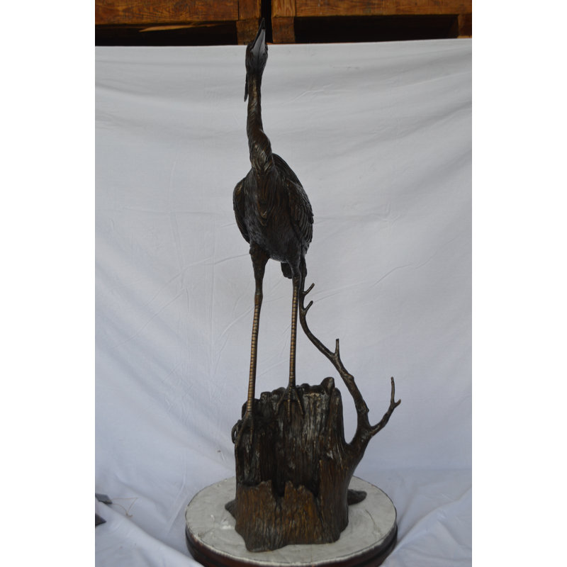Copper and Metal Great Heron Perched Fountain