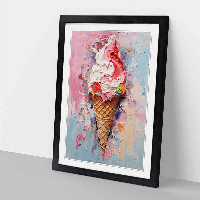 Ice Cream Impressionism No.2 - Framed Print, 34cm H x 25cm W x 2cm D, Black Framed