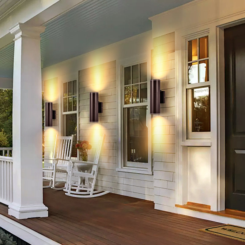 Dusk to Dawn Outdoor Lighting Wall Lights 12W 2700K Integrated LED Cylinder Up Down Lights, IP65 Waterproof Aluminum Exterior Wall Sconce for Porch Patio