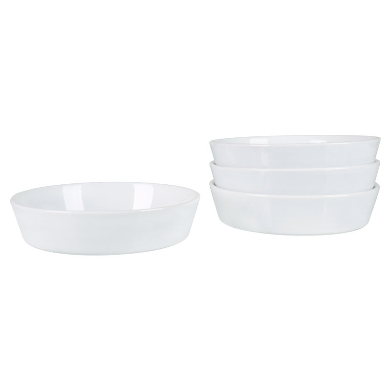 Oslo White Porcelain Round Quiche Dishes Set of 4