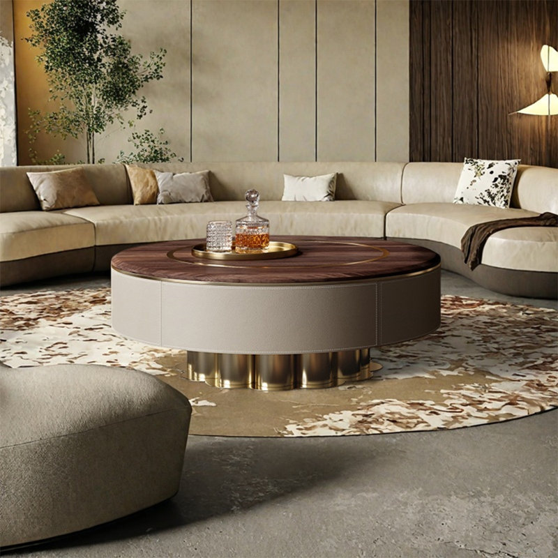 Light luxury creative round coffee table, 15.7" H x 31.5" L x 31.5" W
