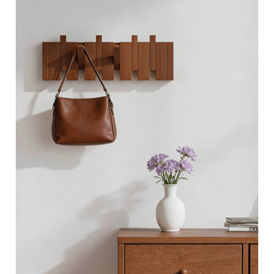 Wall Mounted Coat Rack Hooks, Solid Wood