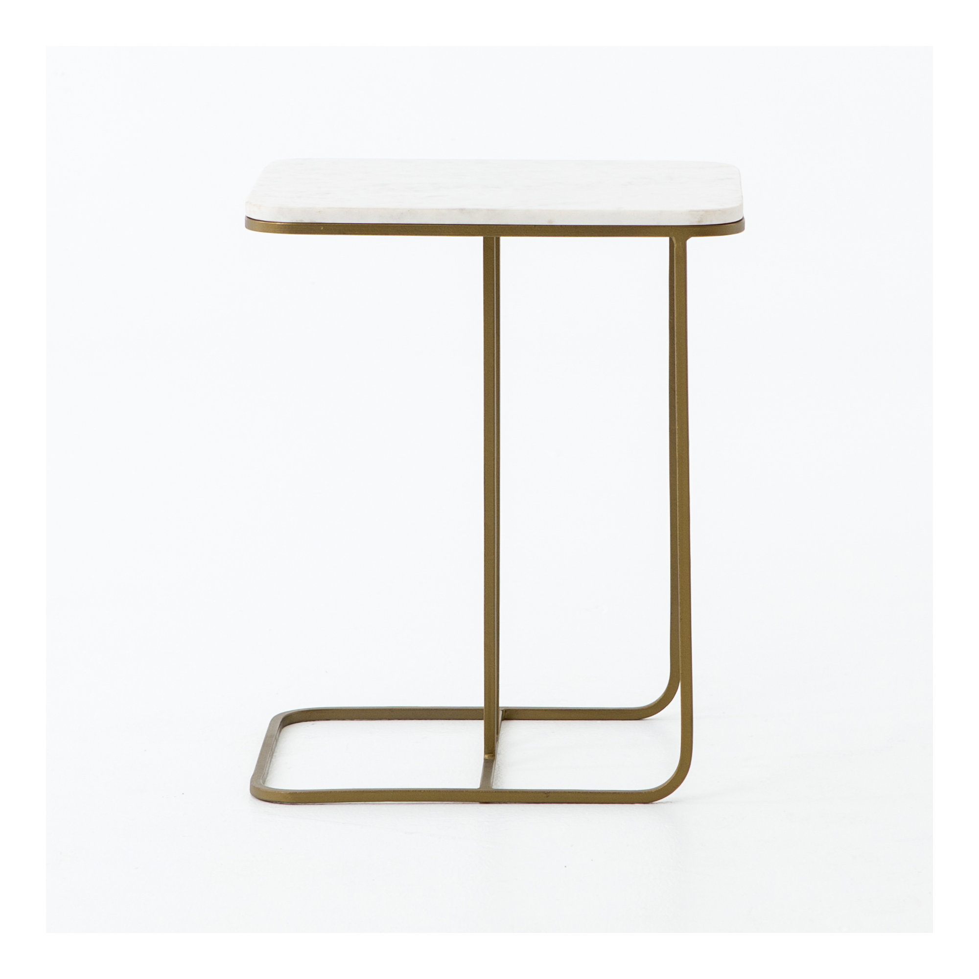 Erlinda End Table, White, Brass