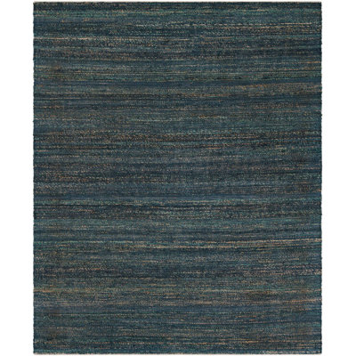 Tapis uni / rayé bleu océan Durah