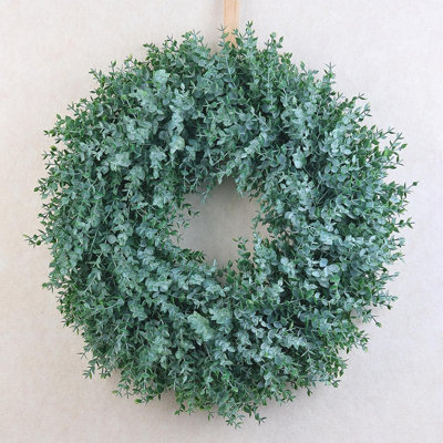 Greenery Wreath – Green – 23-Inch Artificial Wreath, UV-Resistant, All-Season Hanging Decor For Front Door, Porch, Wall, Indoor Or Outdoor Use