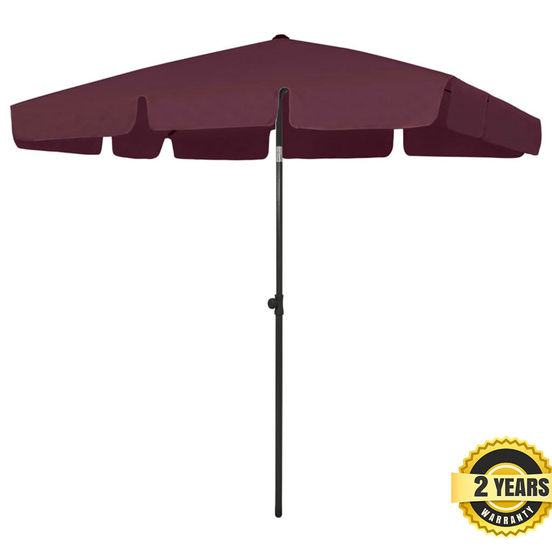 Mathias 200 cm W X 125 cm D Rectangular Beach Parasol with Manual Lift, Red