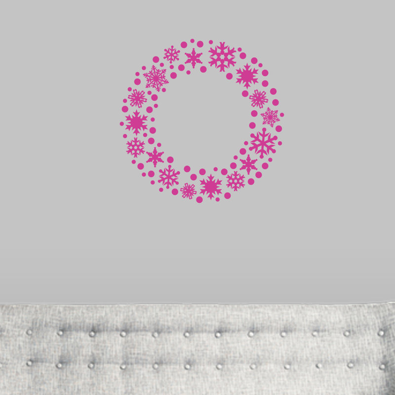 Décalcomanie murale couronne flocon de neige, Rose vif