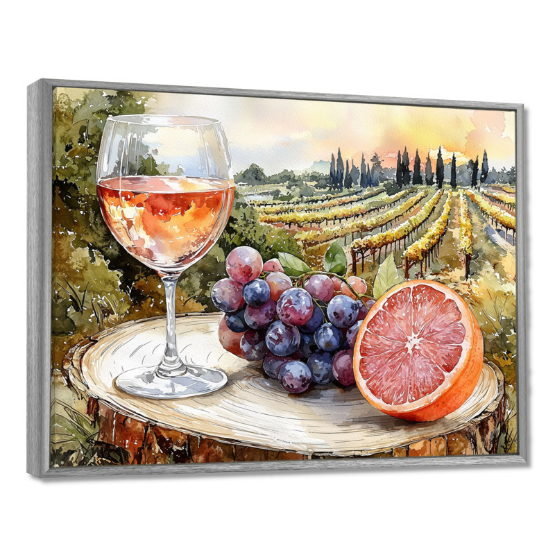 Birtie - Vineyard, art mural, H 12 po x l 20 po, Impression encadrée flottante, Argent
