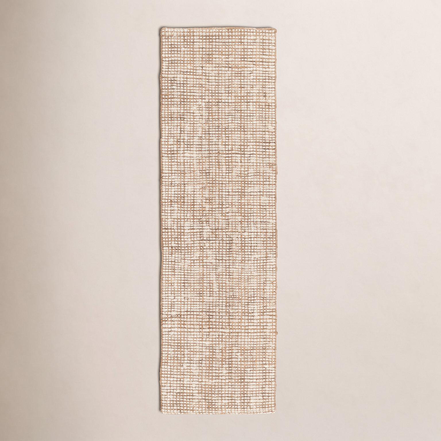 Vesper White Tan Hand-Knotted Jute Rug, Runner 2'6" x 12'