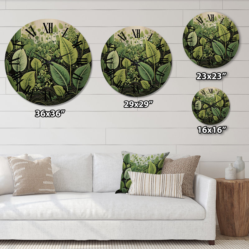 Horloge murale Ferns Plant Graceful Curves I - Floral, Très grand