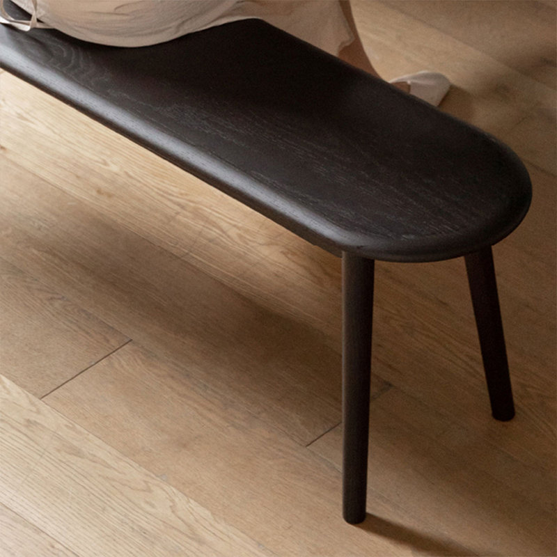 Banc en bois massif noir, H 16,14 po x l 55,12 po x P 11,81 po