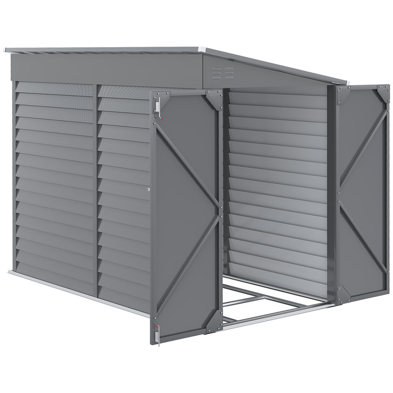 5 ft. W x 9 ft. D Metal Lear-To Storage Shed, Gray