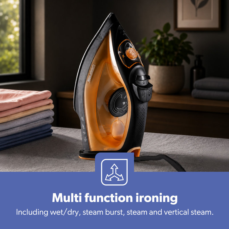 GEEPAS Steam Iron | Clothes Dry & Steam Press | 30s Fast Heat-Up, Vertical Steaming | Nonstick Soleplate, Adjustable Temperature | 120ml Water Tank with 0.5g/Steam Output | 2 Year Warranty 1800W
