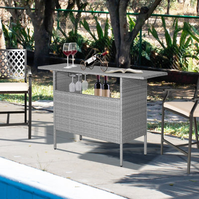 Avik Rectangular Wicker/Rattan Outdoor Bar Table