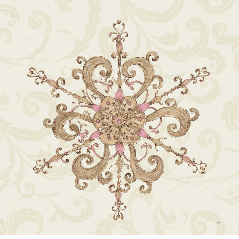 «Elegant Season Snowflake IV Pink» par Daphne Brissonnet - impression sur toile tendue, H 30 po x l 30 po, Oui