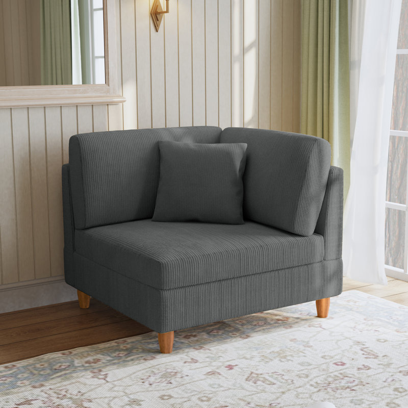 Fauteuil rembourré en velours côtelé gris Seemab, Gris