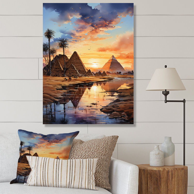 Reproduction d'art sur toile, pyramide égyptienne «Wonders II», H 32 po x l 24 po x P 1 po, Toile tendue