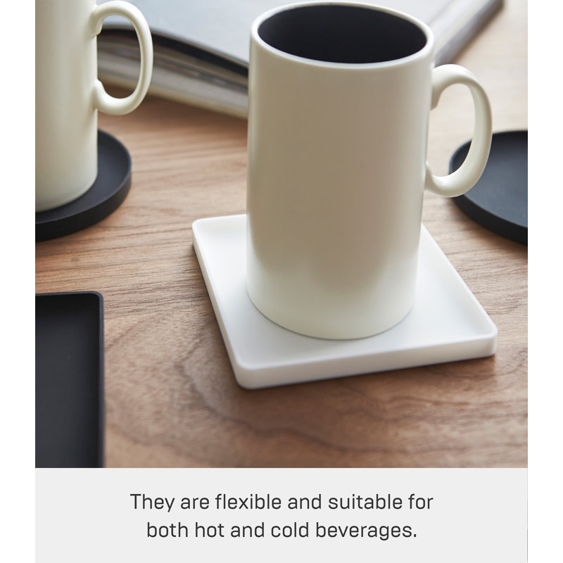 White Round Silicone Coasters Set of 6