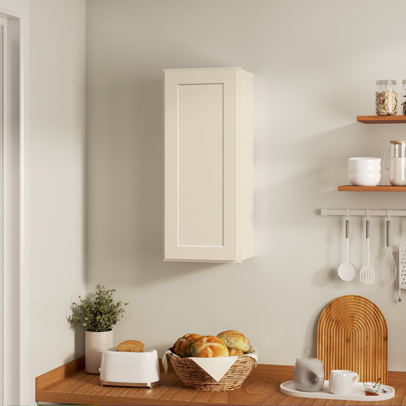 Armoire murale avec 1 porte et 2 tablettes, Shaker blanc antique, L 15 po x H 36 po x P 12 po