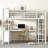 Metal Loft Bed with Wardrobe And L-shaped Desk, Loft Bed with Storage Cubes and Shelves, Heavy Duty Loft Bed for Kids Teens Adults-520232917-520232914