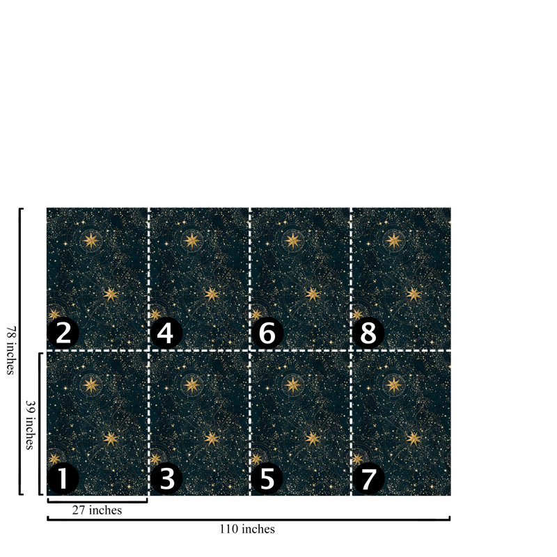 Papier peint étoiles bleues et dorées