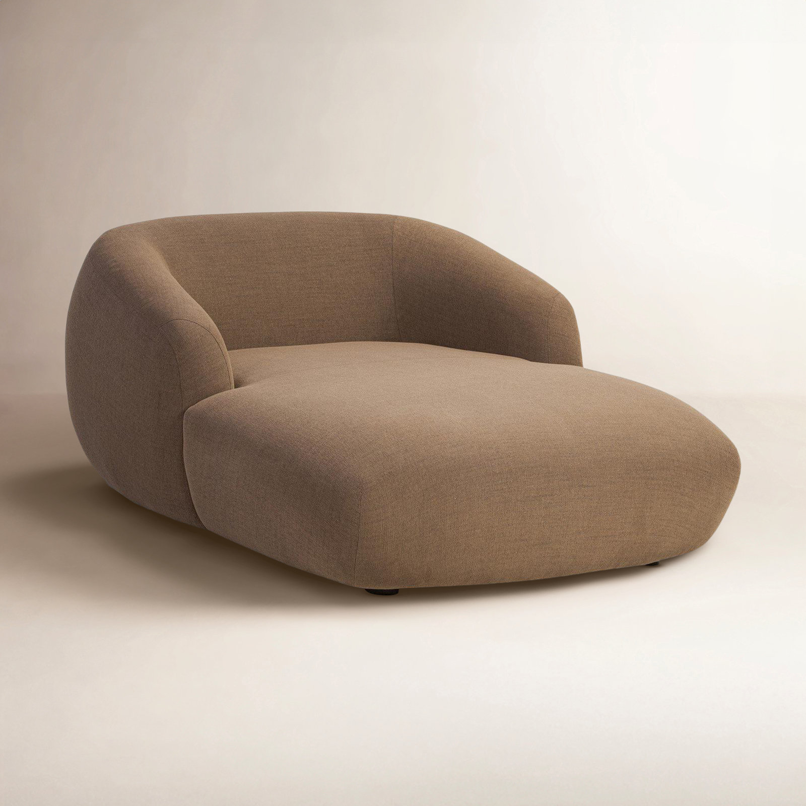 Upholstered Chaise Lounge, Crypton Nomad Mushroom 92% Polyester/8% Flax