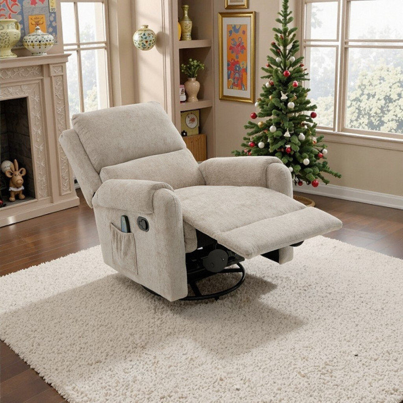 Fauteuil inclinable manuel de massage en chenille avec fauteuil pivotant et pivotant, Gruau