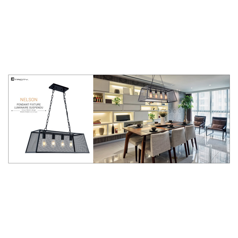 Luminaire suspendu pour îlot de cuisine 4 lumières Nelson