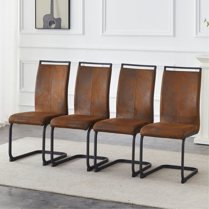 Ensemble de 4 chaises de salle à manger, chaises à structure en métal pour espaces de salle à manger, Orange, 4
