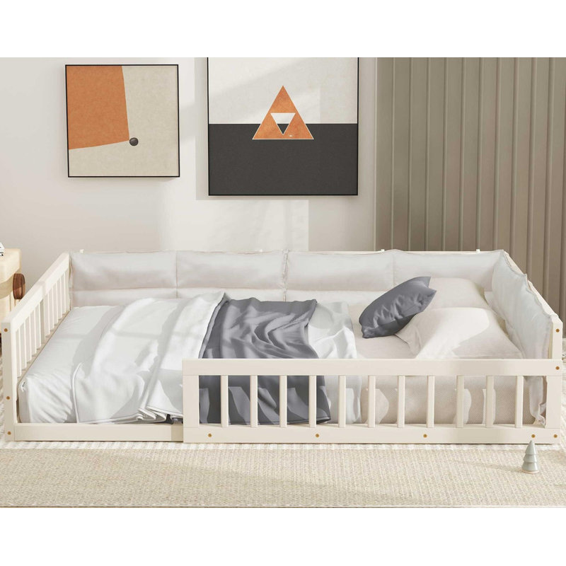 Lit plateforme tapissier double Guardrail