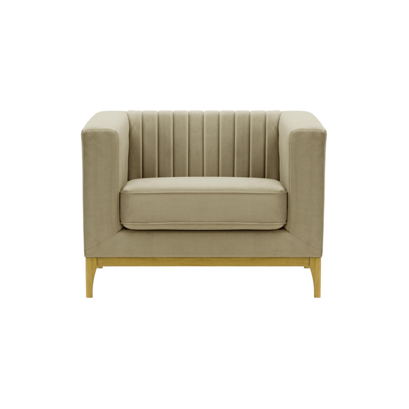 Bullis Velvet Armchair, Beige, Like Oak
