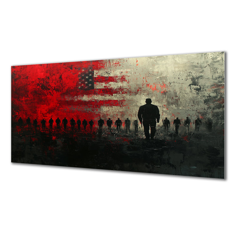 «Usa Patriotism Soldier Memory», art mural américain en métal pour le salon, H 28 po x l 60 po