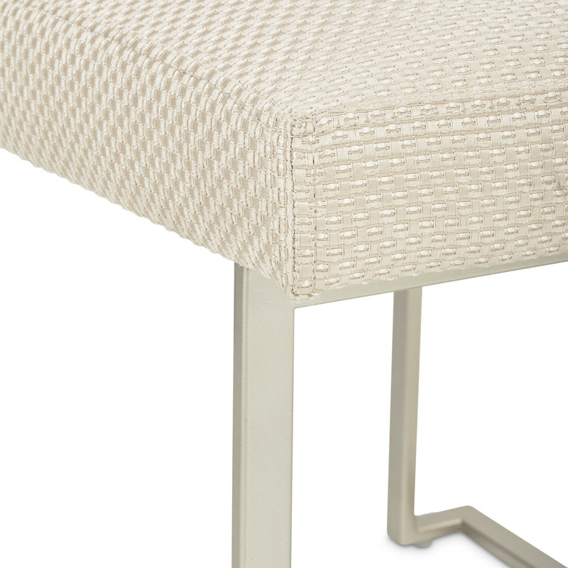 Laguna Ridge Cream Upholstered Side Chair with Brushed Platinum Frame