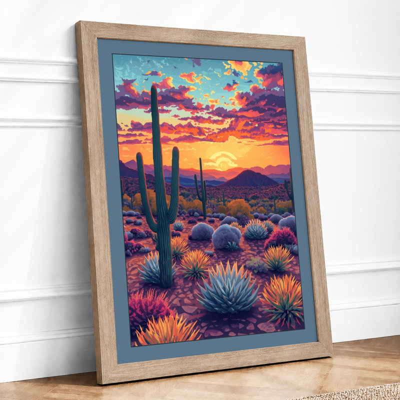 Desert at Dusk Landscape - Framed Print, A1 - 84.1 x 59.4 cm, Oak