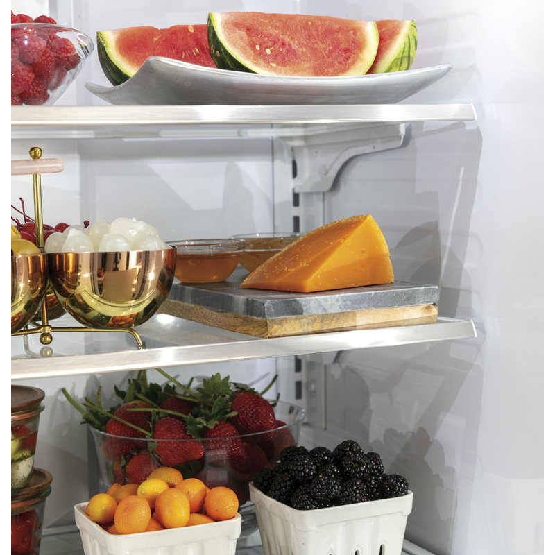 33" Counter Depth French Door 18.6 cu. ft. Smart ENERGY STAR Refrigerator, Matte White/Brushed Bronze