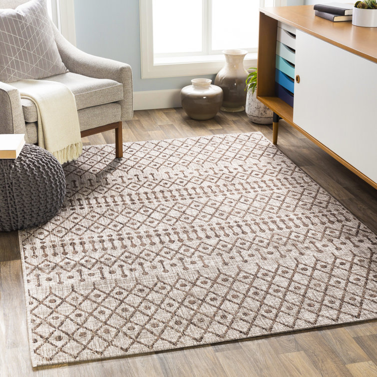 Tapis brun clair / brun tissé à la machine Hilrich