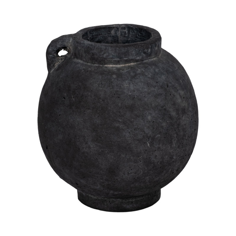 Handmade Ceramic / Porcelain Table Vase, Black, Overall Height - 7"