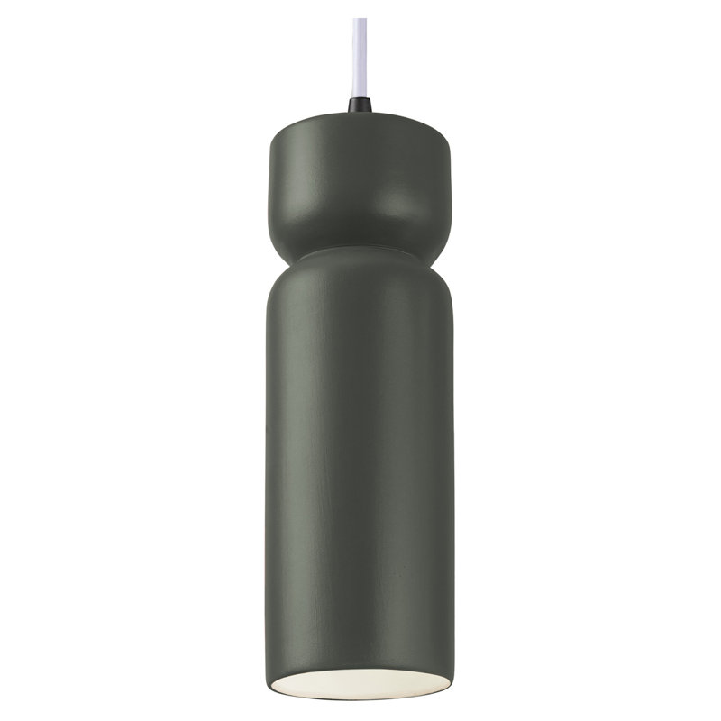 Luminaire suspendu sablier 1 lumière Ashford, Noir mat, Étain vert