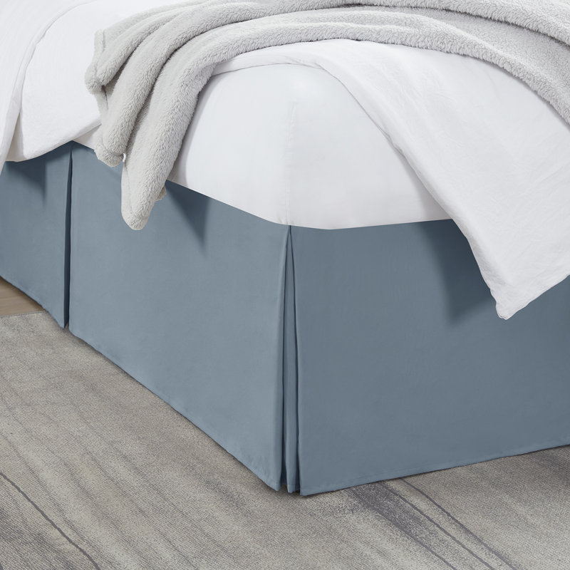 Luxury Pleated 14" Bed Skirt, Full XL, Stone Blue
