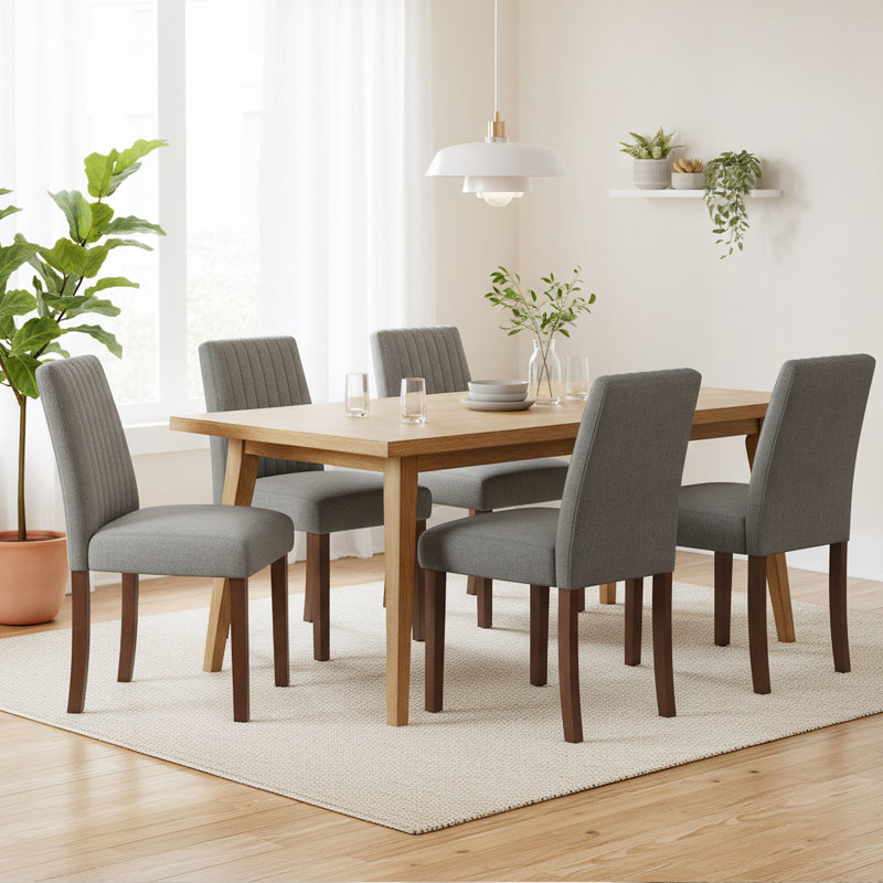 48cm H Fabric Upholstered Upholstered Back Side Chair, Dark Grey