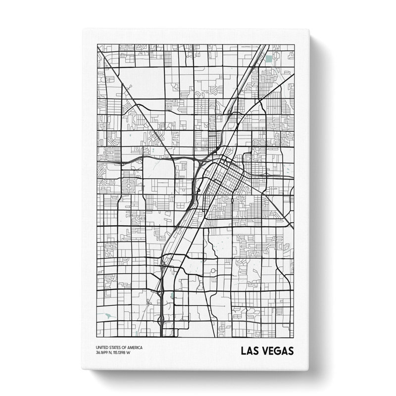 Map Las Vegas USA - Wrapped Canvas, 91cm H x 60cm W x 3cm D