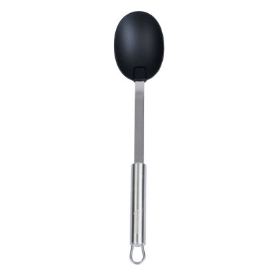 Cuillère de service en nylon résistante à la chaleur de 12,5 po - cuillère de cuisine standard allemande avec poignée en acier inoxydable, va au lave-vaisselle
