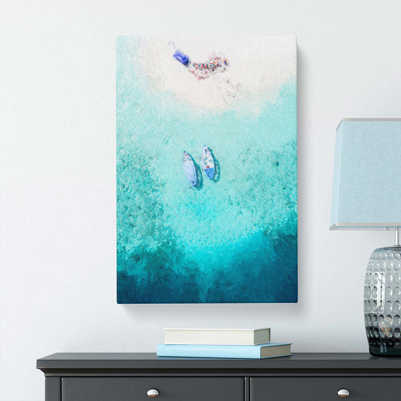 Boats In The Maldives In Abstract - Wrapped Canvas Painting, 50cm H x 35cm W x 3cm D