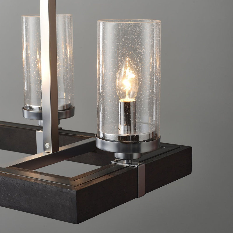 Messer 6 - Light Statement Rectangle Chandelier, Chrome/Black