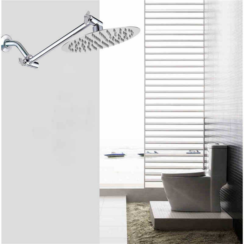 Rainfall Shower Head With 11" Adjustable Arm – High-Pressure Stainless Steel Rain Shower, Ultra-Thin Design (8-Inch), Chrome