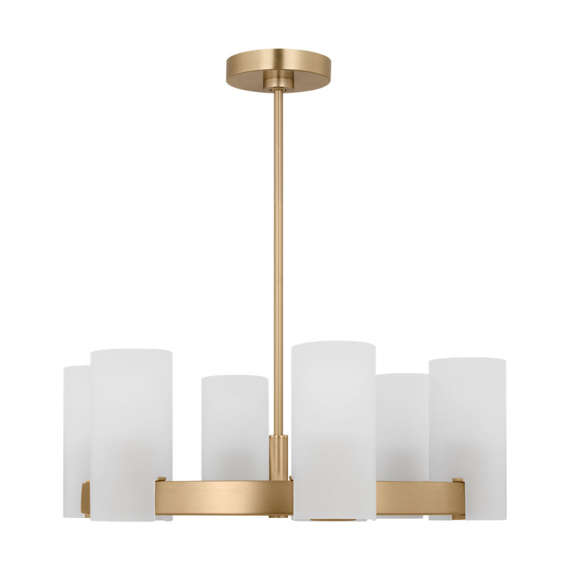 Grand lustre Rhode, Laiton satiné, H 8,5 po x l 23,5 po x P 23,5 po