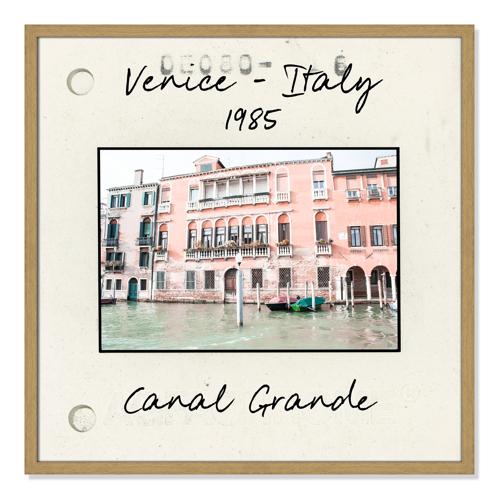 Venice, Italy - Grand Canal Print by Nan, Natural Single Picture Framed Paper, 27.5" H x 27.5" W x 0.75" D